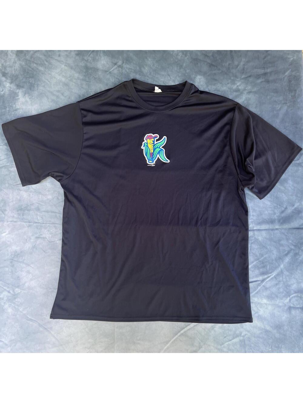 Cedar Rapids Kernels mascot logo T-shirt  2XL BLACK - 0052-1D